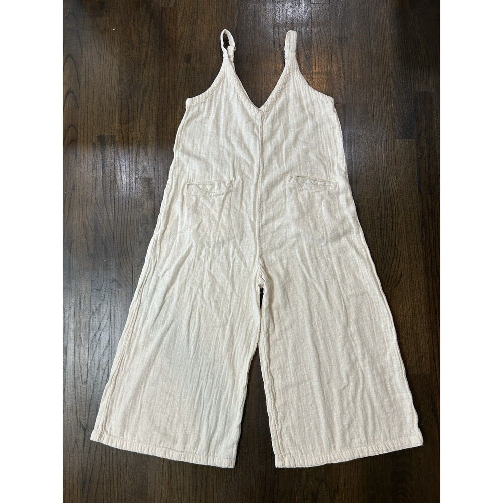 Natural Life Chelsea Wide-Leg 100% Cotton Gauze Jumpsuit Cream Boho Sz S